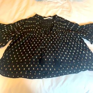 Black Flowy Cropped Blouse